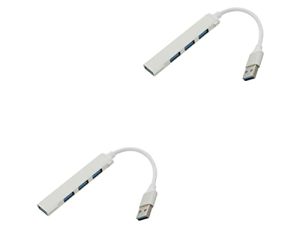 Mobestech 2 pcs Hub Laptop Computer Alloy Dongle Adapter Slim C Silver High- Data Multiport Multi-Function Splitter Device USB Expansion Transfer for Portable Port Aluminium Devices Office