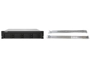 QNAP TS-832PXU-RP-4G 8 Bay عالي السرعة SMB على حامل NAS مع منفذين 10GbE و 2.5 GbE ، PSU احتياطي (TS-832PXU-RP-4G-US) و Qnap 2U Rail Kit (RAIL-B02) ، فضي