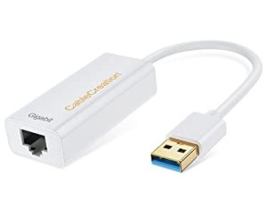 محول USB 3.0 إلى Ethernet ، كابل Creation USB إلى محول شبكة RJ45 يدعم 10/100/1000 ميجابت في الثانية جيجابت متوافق مع Nintendo Switch و MacBook و Windows و macOS و Linux و Chrome OS ، أبيض