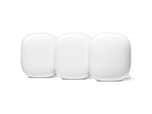 Google Nest WiFi Pro - Wi-Fi 6E - نظام Wi-Fi منزلي موثوق به مع سرعة عالية وتغطية منزلية كاملة - موجه شبكة Wi-Fi - 3 عبوات - ثلج