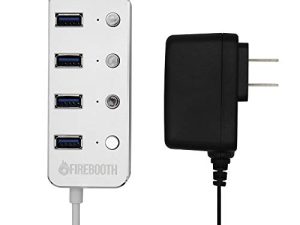 موزع USB 3.0 مزود بأربعة منافذ من الألمنيوم يعمل بالطاقة من FireBooth ، موزع USB للصور ، شاحن محمول لأجهزة متعددة Mac ، كمبيوتر شخصي ، كمبيوتر لوحي ، هاتف ، كمبيوتر ، اتصالات متعددة ، مثالي لأكشاك الصور