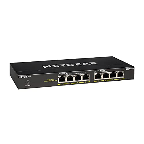 NETGEAR 8-Port Gigabit Ethernet Unmanaged PoE + Switch (GS308PP) - مع 8 x PoE + @ 83W ، سطح المكتب أو التثبيت على الحائط NETGEAR 8-Port Gigabit Ethernet Unmanaged PoE + Switch (GS308PP) - مع 8 x PoE + @ 83W ، سطح المكتب أو التثبيت على الحائط