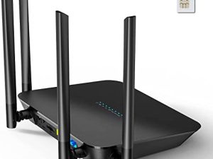 [مطور] راوتر Dionlink 4G LTE مزود بفتحة بطاقة SIM مودم مفتوح | دعم T-Mobile و AT&T | 4-Antenna Mobile Hotspot 300Mbps Wireless WiFi Router | قم بتوصيل ما يصل إلى 32 جهازًا (أسود)