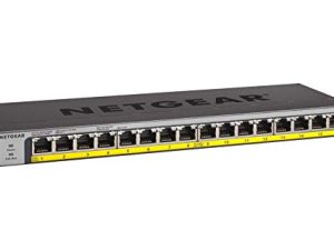 NETGEAR 16 منفذًا جيجابت إيثرنت غير مُدار PoE Switch (GS116LP) - مع 16 x PoE + @ 76W قابلة للترقية ، سطح المكتب ، مثبت على الحائط أو حامل ، وحماية محدودة مدى الحياة