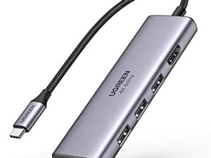 UGREEN USB C Hub 4K @ 60Hz ، محول 6-in-1 USB C إلى USB مع 3 منافذ USB 3.0 ، قارئ بطاقات SD / TF ، محول USB C إلى HDMI متعدد المنافذ دونغل من النوع C لجهاز الكمبيوتر اللوحي iPad MacBook Pro Air Dell Samsung