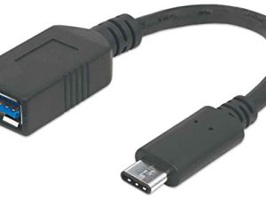 منتجات مانهاتن USB-If معتمد من نوع SuperSpeed Type-C Device Cable ، USB 3.1 ، Gen 1 ، 5 جيجابت في الثانية ، Type-C Male to Type-A Female ، 15 سم (6 بوصات) ، أسود