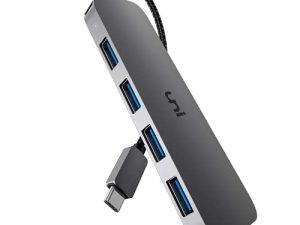uni USB C to USB Hub 4 منافذ ومحول USB من النوع C إلى USB من الألومنيوم مع 4 منافذ USB 3.0 ومحول Thunderbolt 3 إلى Multiport USB 3.0 Hub لأجهزة MacBook Pro / Air 2020/2019 و iPad Pro و Dell و Chromebook والمزيد