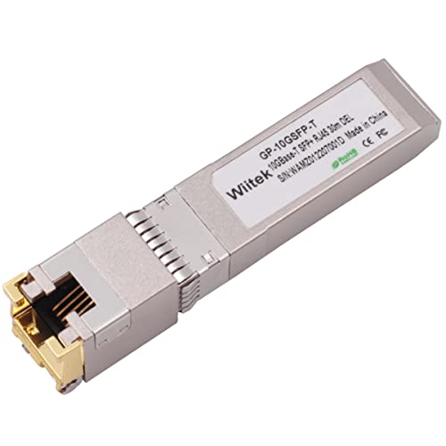 Wiitek SFP + to RJ45 Copper Modules ، 10GBase-T Transceiver متوافق مع Dell Force 10 وغيرها GP-10GSFP-T (Cat 6a / 7 أو أفضل ، 30 مترًا) Wiitek SFP + to RJ45 Copper Modules ، 10GBase-T Transceiver متوافق مع Dell Force 10 وغيرها GP-10GSFP-T (Cat 6a / 7 أو أفضل ، 30 مترًا)