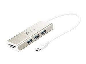 منفذ j5create USB 3.1 من النوع C مع قارئ بطاقات SD / Micro SD JCH347 محول دونجل مع 3 منافذ USB 3.1 / 3.0 / 2.0 ، لأجهزة Chromebook / MacBook / والمزيد من أجهزة USB من النوع C