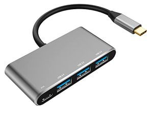 موزع USB C ، محول متعدد المنافذ 4 في 1 USB 3.1 من النوع C مع 3 منافذ USB 3.0 وشحن 87 واط PD متوافق مع MacBook 12 "، MacBook Pro 13" 15 "مع منفذ Thunderbolt 3 والمزيد من الأجهزة من النوع C (مسافة رمادي)