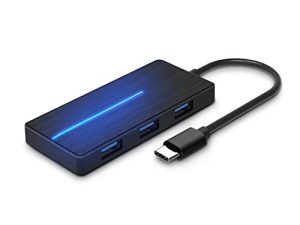 USB C Hub ، RAOYI Portable 5-in-1 Type-C Hub ، 3 منافذ USB 3.0 مع منفذ قارئ بطاقات SD / TF ومؤشر LED لأجهزة MacBook Pro و Google Chromebook Pixel والمزيد من أجهزة USB C ، أسود