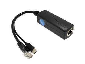 REVOTECH Gigabit Type C PoE Splitter 5V 2.4A ، IEEE 802.3af Standard ، 10/100 / 1000Mbps Type C Power Over Ethernet Splitter لأجهزة 5v ، iPads ، USB ، Dropcam ، Raspberry Pi (TYPEC0502G أسود)