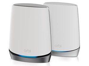 NETGEAR Orbi 5G Tri-Band WiFi 6 Mesh System (NBK752) - راوتر مع موسع قمر صناعي واحد | تغطية تصل إلى 5000 قدم مربع ، 40 جهازًا | AX4200 (حتى 4.2 جيجابت في الثانية)