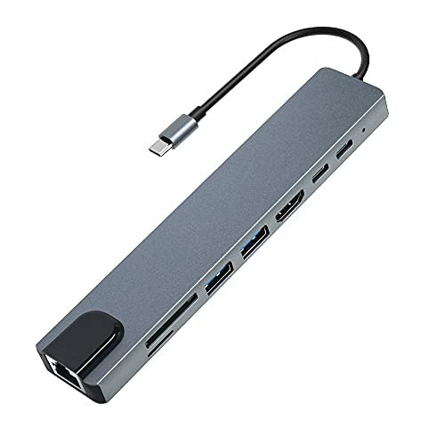 محول متعدد المنافذ USB C Hub 8 في 1 من النوع C إلى محول HDMI متعدد المنافذ مع 4K HDMI ، 3 منافذ USB ، قارئ بطاقات SD / TF ، إيثرنت ، 65 وات محول متعدد المنافذ USB C Hub 8 في 1 من النوع C إلى محول HDMI متعدد المنافذ مع 4K HDMI ، 3 منافذ USB ، قارئ بطاقات SD / TF ، إيثرنت ، 65 وات