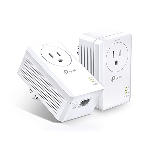 TP-Link AV1000 Powerline Ethernet Adapter (TL-PA7017P KIT) - منفذ جيجابت ، التوصيل والتشغيل ، مقبس طاقة إضافي للأجهزة الإضافية ، مثالي للتلفزيون الذكي TP-Link AV1000 Powerline Ethernet Adapter (TL-PA7017P KIT) - منفذ جيجابت ، التوصيل والتشغيل ، مقبس طاقة إضافي للأجهزة الإضافية ، مثالي للتلفزيون الذكي