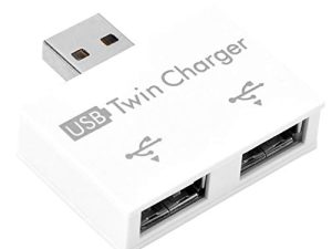 مقسم USB ، موزع شاحن USB2.0 محمول USB2.0 مع منفذين USB ، لدعم أي جهاز محمول لمنفذ USB (أبيض)