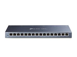 TP-Link 16 Port Gigabit Ethernet Network Switch ، سطح المكتب / التثبيت على الحائط ، بدون مروحة ، معدن قوي مع منافذ محمية ، تحسين حركة المرور ، غير مدار ، حماية محدودة مدى الحياة (TL-SG116) أسود