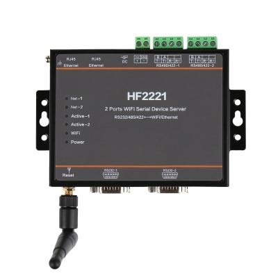 HF2221 2 منافذ WiFi Serial Device Server RS232 / RS422 / RS485 إلى Ethernet / Wi-Fi Serial Server HF2221 2 منافذ WiFi Serial Device Server RS232 / RS422 / RS485 إلى Ethernet / Wi-Fi Serial Server