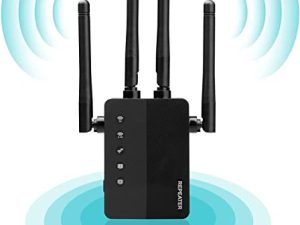 موسع WiFi جديد بالكامل معزز طويل المدى للإنترنت يصل إلى 8500 قدم مربع - مكرر مكبر إشارة Wi-Fi مع منفذ إيثرنت ووضع نقطة الوصول ، إعداد بضغطة واحدة ، 5 أوضاع عمل ، متوافق مع أجهزة Alexa