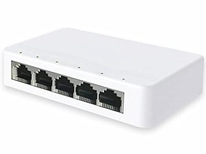 Yankok 5 Port Gigabit Ethernet Switch 10/100 Mbps Desktop Ethernet Splitter 4 Port Device Hub and 1 Port Router Internet Connect Unmanaged Unshielded White التوصيل والتشغيل مع محول الطاقة