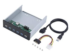 لوحة أمامية من Tosuny USB 3.0 Hub 19 دبوس إلى 4 منافذ USB3.0 منفذين USB2.0 لوحة صوتية معدنية أمامية USB Hub للكمبيوتر الشخصي ومحركات أقراص فلاش USB والأجهزة الأخرى