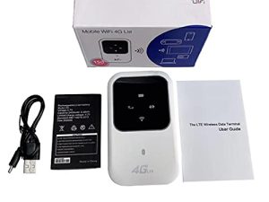 Kingjinglo LTE WiFi Modem 4G Wireless Router Mobile Broadband Portable Wi-Fi Car Sharing Device Sim Card Slot Hotspot Modem Router with Sim Card Slot Router Unlocked ، أبيض