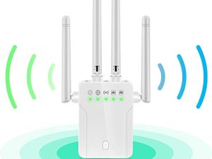 معزز إشارة موسع نطاق WiFi - يغطي موسع WiFi بسرعة 1200 ميجابت في الثانية حتى 9800 قدمًا مربعًا ، معزز WiFi 2.4G / 5G ومضخم الإشارة ، معزز الإنترنت اللاسلكي للمنزل ، إعداد سريع بضغطة واحدة