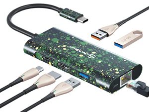 USB C Hub و UtechSmart 6 in 1 USB C to HDMI Adapter with 1000M Ethernet، Power Delivery Pd Type C Charging Port، 3 USB 3.0 Ports Adapter متوافق مع MacBook Pro ، Chromebook ، وأجهزة USB C (Camo)