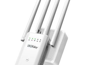 BKBKDAY WiFi Extender Signal Booster ، تغطية تصل إلى 8000 قدم مربع ، مكرر إنترنت لاسلكي ، منفذ إيثرنت ، معزز WiFi ومضخم إشارة ، مكرر واي فاي 2.4 جيجا هرتز ، 5 أوضاع ، 35 جهازًا