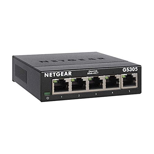 NETGEAR 5-Port Gigabit Ethernet Unmanaged Switch (GS305) - محور الشبكة المنزلية ، مقسم إيثرنت المكتب ، التوصيل والتشغيل ، التشغيل الصامت ، سطح المكتب أو التثبيت على الحائط NETGEAR 5-Port Gigabit Ethernet Unmanaged Switch (GS305) - محور الشبكة المنزلية ، مقسم إيثرنت المكتب ، التوصيل والتشغيل ، التشغيل الصامت ، سطح المكتب أو التثبيت على الحائط