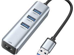 محول USB 3.0 إلى Ethernet ، موزع ABLEWE 3 منافذ USB 3.0 مع محول RJ45 10/100/1000 Gigabit Ethernet يدعم Windows 10،8.1 ، Mac OS ، Surface Pro ، Linux ، Chromebook والمزيد