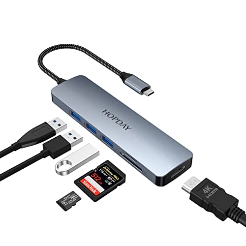 محول HOPDAY 6 في 1 USB C ، محور USB C مزدوج العرض لجهاز MacBook Pro / Air ، محطة إرساء USB 3.0 بسرعة 5 جيجابت في الثانية (4K HDMI ، SD / TF ، USB A 3.0) لأجهزة Dell و Surface و HP و Lenovo وأجهزة أخرى من النوع C محول HOPDAY 6 في 1 USB C ، محور USB C مزدوج العرض لجهاز MacBook Pro / Air ، محطة إرساء USB 3.0 بسرعة 5 جيجابت في الثانية (4K HDMI ، SD / TF ، USB A 3.0) لأجهزة Dell و Surface و HP و Lenovo وأجهزة أخرى من النوع C