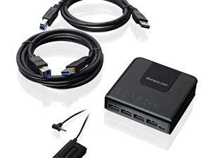 IOGEAR 4x2 USB 3.0 Peripheral Sharing Switch - مشاركة 4 أجهزة USB بين جهازي كمبيوتر - مؤشرات LED - كبلات n مُضمنة عن بُعد - كمبيوتر شخصي - MAC - طابعة - ماسح ضوئي - ماوس / لوحة مفاتيح والمزيد - GUS432