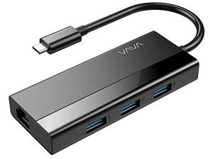 محول VAVA USB C Hub ، محول 4 في 1 USB من النوع C إلى USB 3.0 مع محول شبكة جيجابت إيثرنت متعدد المنافذ لأجهزة MacBook Pro 2018/2017 و MacBook Air 2018 و Pixel 3 و Dell XPS والمزيد من الأجهزة من النوع C