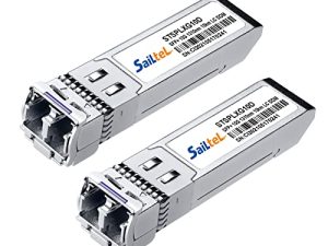 10G Gigabit Single Mode SFP + LC Module، 10G 1310nm SMF، up to 10 km، DDM، 10GBase-LR Fiber Transceiver، متوافق مع Cisco، Ubiquiti، Mikrotik، Netgear، Dlink، Linksys and More (حزمتان)