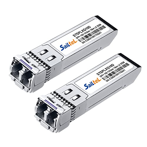 10G Gigabit Single Mode SFP + LC Module، 10G 1310nm SMF، up to 10 km، DDM، 10GBase-LR Fiber Transceiver، متوافق مع Cisco، Ubiquiti، Mikrotik، Netgear، Dlink، Linksys and More (حزمتان) 10G Gigabit Single Mode SFP + LC Module، 10G 1310nm SMF، up to 10 km، DDM، 10GBase-LR Fiber Transceiver، متوافق مع Cisco، Ubiquiti، Mikrotik، Netgear، Dlink، Linksys and More (حزمتان)