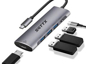 محول USB C Hub Type C Hub ، محول 5 في 1 من الألومنيوم USB C إلى HDMI 4K 60 هرتز مع 3 منافذ USB 3.0 ، 100 واط توصيل الطاقة (PD) لأجهزة MacBook Pro 2017/2018 ، XPS والمزيد من أجهزة USB C
