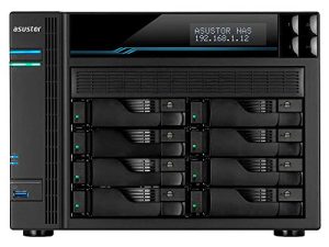 Asustor Lockerstor 8 AS6508T - 8 Bay NAS ، 2.1 جيجاهرتز رباعي النواة ، فتحة 2 M.2 NVMe SSD ، منفذ 10 جيجابت ، منفذ 2.5 جيجابت ، ذاكرة وصول عشوائي DDR4 بسعة 8 جيجابايت ، تخزين متصل بشبكة المؤسسة (بدون أقراص)