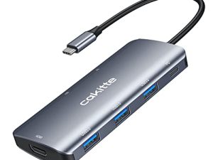 USB C Hub ، USB Hub إلى HDMI Multiport Adapter 7 in 1 USB C Dongle Adapter مع مخرج HDMI 4K ، 3 منافذ USB 3.0 ، قارئ بطاقات SD / TF ، 100W PD ، متوافق مع MacBook Pro Air HP XPS والمزيد من الأجهزة من النوع C