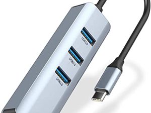 محول USB C إلى Ethernet ، ومحول ABLEWE 4 في 1 من الألومنيوم USB C مع منفذ Ethernet ، و 3 منافذ USB 3.0 ، لأجهزة MacBook Pro 2019/2018/2017 ، و Chromebook ، و Linux ، والمزيد من أجهزة Type C (تم تجديدها)