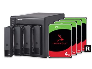 QNAP 4 Bay DAS (USB Type-C) بسعة تخزين 12 تيرابايت ، حزمة RAID 5 Seagate IronWolf HDD (TR-004-44R-US)
