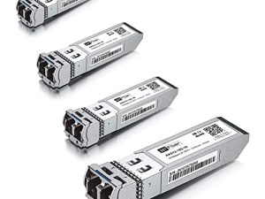 10G Single Mode SFP + LC Module، 10GBase-LR Fiber Transceiver for Cisco SFP-10G-LR، Meraki MA-SFP-10GB-LR، Ubiquiti UniFi UF-SM-10G، Mikrotik، Netgear، D-Link and More (SMF، 1310nm ، 10 كم ، DDM) 4 حزم