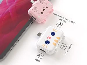 AntDeg 3-Port USB C Lovely Ultra Slim Data Hub for MacBook، MacBook Pro، iMac، Surface Pro، Notebook، USB C إلى HDMI Multport متوافق مع أجهزة الكمبيوتر المحمولة USB C والأجهزة من النوع C (4K HDMI /USB3.0/100W PD)