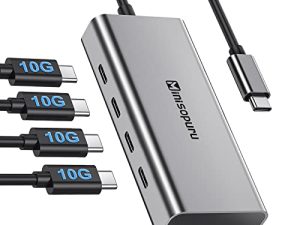 Minisopuru USB C Hub - 4 منافذ USB C Hub لأجهزة الكمبيوتر المحمول ، نقل البيانات فقط (لا يدعم الطاقة والفيديو) USB C إلى USB C Hub 10Gbps USB Hub Multiport Adapter for MacBook Pro ، Chromebook ، iMac ، MacBook Air