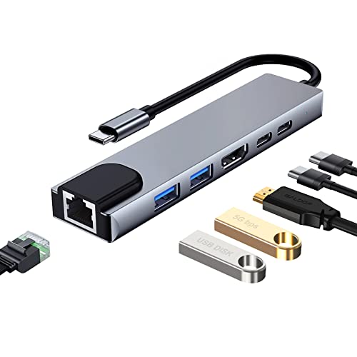 محطة إرساء USB C ، موزع USB C 6 في 1 ، منفذ w / Ethernet ، HDMI 4K ، USB A 3.0 بيانات 5 جيجابت في الثانية ، USB A 2.0 ، USB C ، 60 وات PD محطة إرساء USB C ، موزع USB C 6 في 1 ، منفذ w / Ethernet ، HDMI 4K ، USB A 3.0 بيانات 5 جيجابت في الثانية ، USB A 2.0 ، USB C ، 60 وات PD