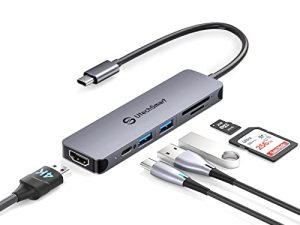 يوتيك سمارت USB C Hub ، محول USB C إلى HDMI 4K @ 60Hz لماك بوك برو ، 6 في 1 USB C Dongle متوافق مع كمبيوتر محمول USB C والأجهزة من النوع C (منفذ 100W PD / HDMI / SD / قارئ بطاقات TF / USB3.0)