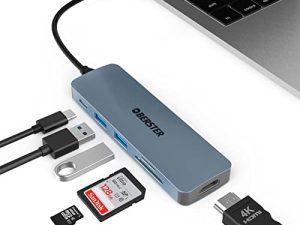 USB C HUB ، محول متعدد المنافذ 6 في 1 USB C مع مخرج HDMI 4K ، 2 USB 3.0 ، 100 واط PD ، تشغيل بطاقة SD / TF متوافق مع MacBook Pro / Air / Surface Pro 8 وأجهزة أخرى من النوع C