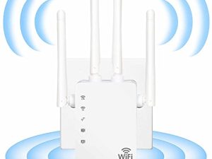 GOFOIT [مطور 2022] معزز إشارة موسعات WiFi للمنزل ، يغطي ما يصل إلى 8500 قدم مربع و 40 جهازًا ، 4 هوائيات تغطية كاملة 360 درجة ، يدعم منفذ إيثرنت ، WiFi Booster WiFi Repeater.