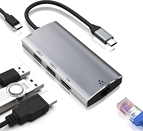 USB C Ethernet Hub ، محول متعدد المنافذ 5 في 1 USB C Hub مع منفذ Ethernet ، 4K HDMI ، 2 USB 2.0 ، شحن 86 واط PD ، محور من النوع C متوافق مع MacBook Pro / Air ، الكمبيوتر المحمول ، وأجهزة USB C الأخرى USB C Ethernet Hub ، محول متعدد المنافذ 5 في 1 USB C Hub مع منفذ Ethernet ، 4K HDMI ، 2 USB 2.0 ، شحن 86 واط PD ، محور من النوع C متوافق مع MacBook Pro / Air ، الكمبيوتر المحمول ، وأجهزة USB C الأخرى