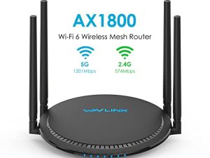 راوتر واي فاي 6 AX1800 راوتر لاسلكي ثنائي النطاق ، موجه واي فاي جيجابت مع 4 × 5dBi هوائيات عالية الكسب ، تغطي 1500 قدم مربع 64+ جهاز اتصال ، مراقبة أبوية ، جودة الخدمة ، وظيفة جدار الحماية